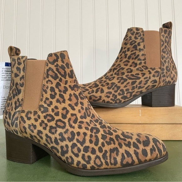 NWT Bos & Co. RECAP Waterproof Faux Leopard Leather Chelsea Boots *Portugal* - Picture 2 of 15